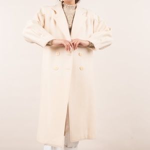 Vintage creme leather and wool overcoat